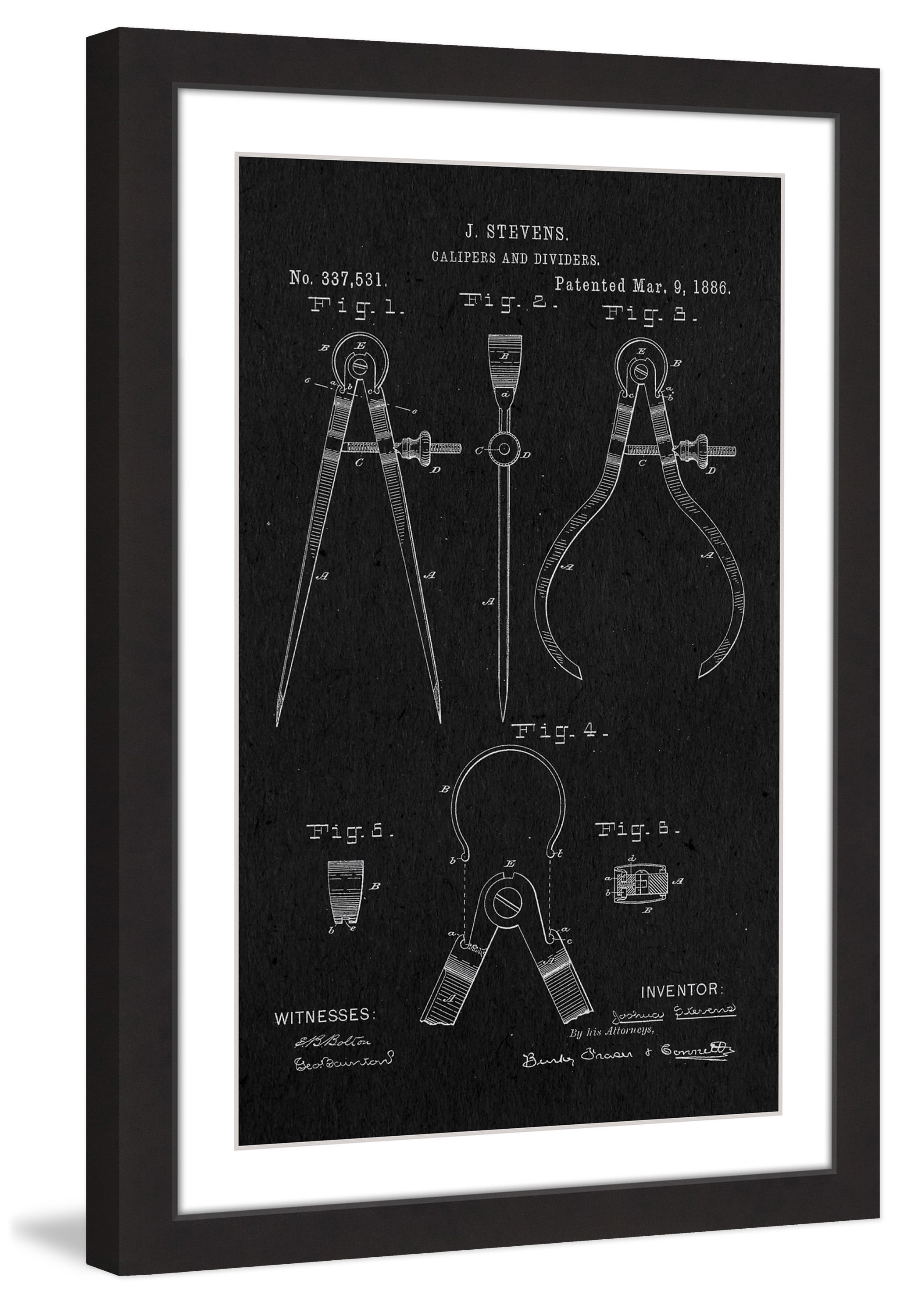 "Calipers 1886 Black Paper" Framed Painting Print