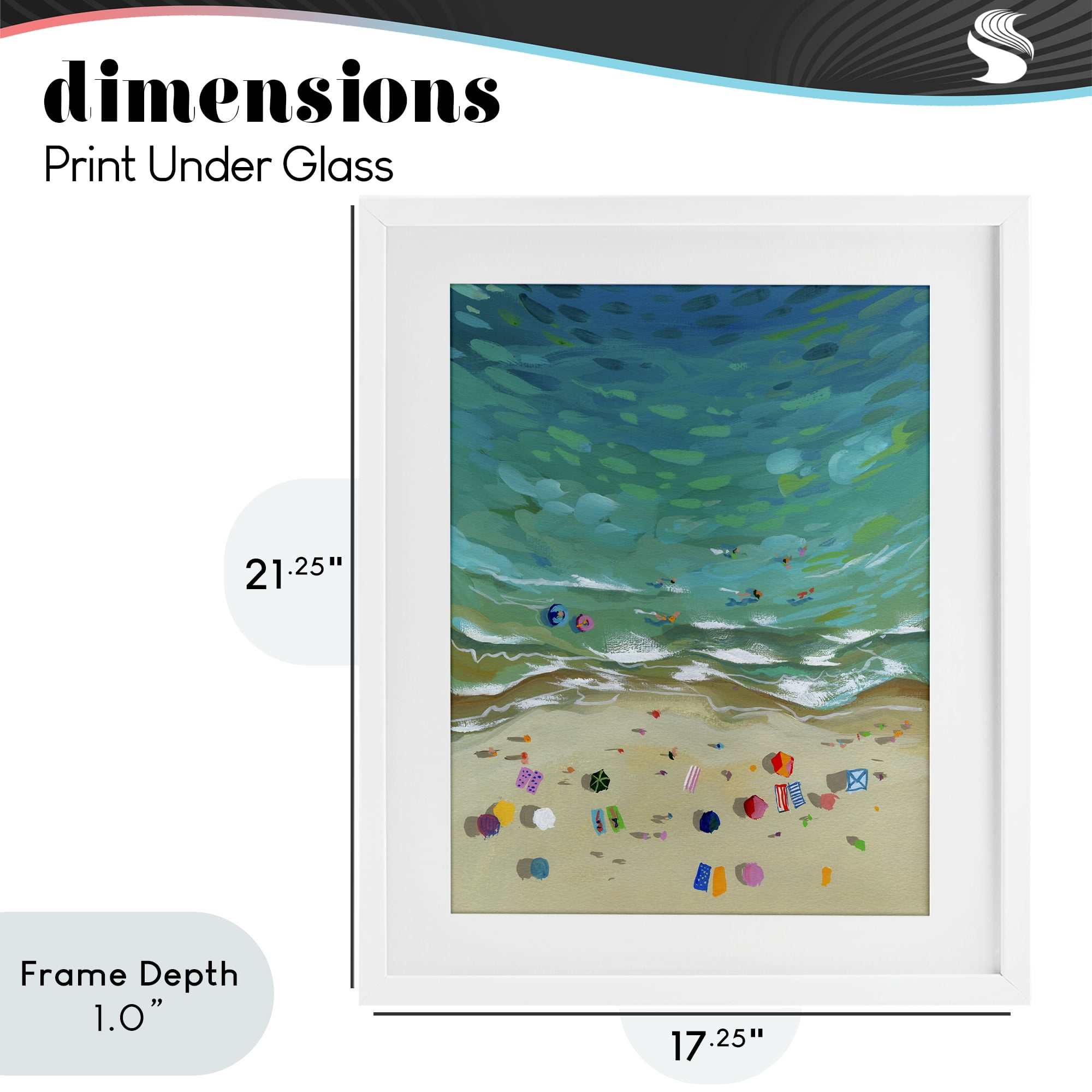 Stupell Industries Aerial Beachside with Umbrellas White Framed Print Under Glass, design by Brook Page