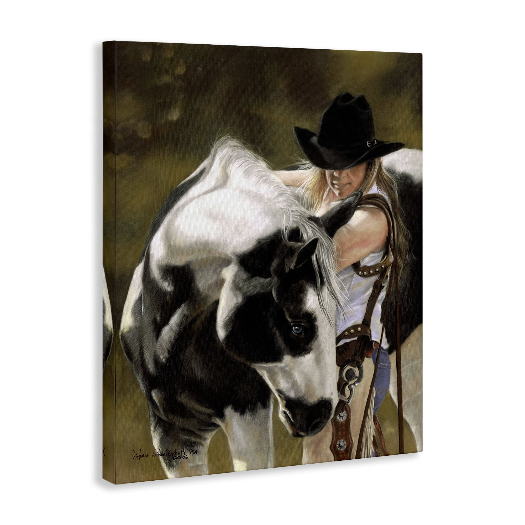 Stupell Industries Cowgirl & Spotted Horse Animals & Insects Painting Gallery Wrapped Canvas Art Print Wall Art, 24 x 30