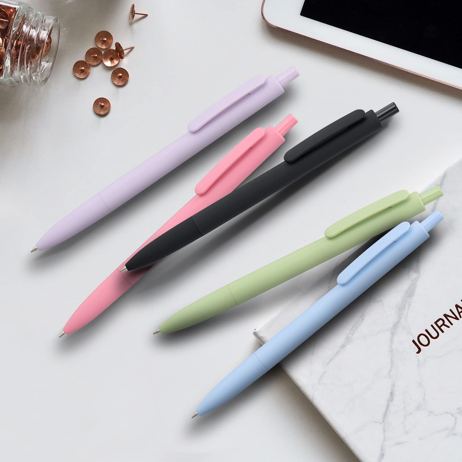 Tenceur 40 Pcs Mini Pastel Gel Ink Pens 5 Cute Colors Macaron Style  Ballpoint Pens for Journaling 0.5 mm Point Aesthetic Pens Black Ink  Journaling