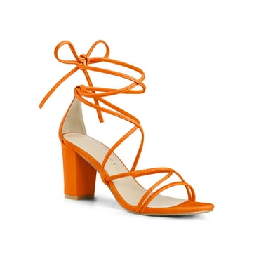 BLISSFUL STEP Women's Back to School Strappy Straps Lace Up Block Heel Sandals