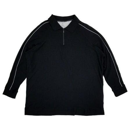 Shaquille O'Neal XLG Mens Big & Tall Black Long Sleeve Zip Polo Shirt 2XL