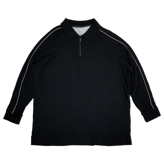 Shaquille O'Neal XLG Mens Big & Tall Black Long Sleeve Zip Polo Shirt 2XL