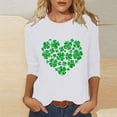 thumbnail image 1 of T-Shirt Ample à Manches Trois-Quarts et Col Rond Imprimé pour la Saint-Patrick pour Femmes, 1 of 6