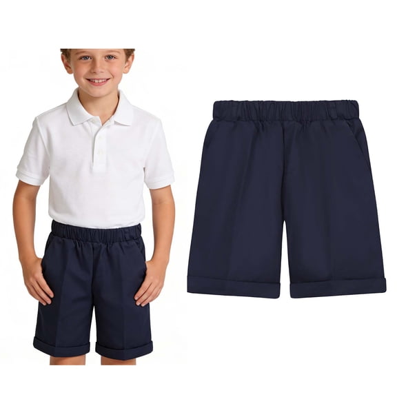 Girls School Uniform Stretch Flat Front Shorts Blue Boys Uniform Pants Back To School Size 3-4 Years Boys Clothes