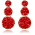 thumbnail image 1 of Beaded Drop Earrings Statement Seed Bead Earring for Women Handmade Triple Circle Dangle Earrings for Wedding Party Prom, 1 of 6