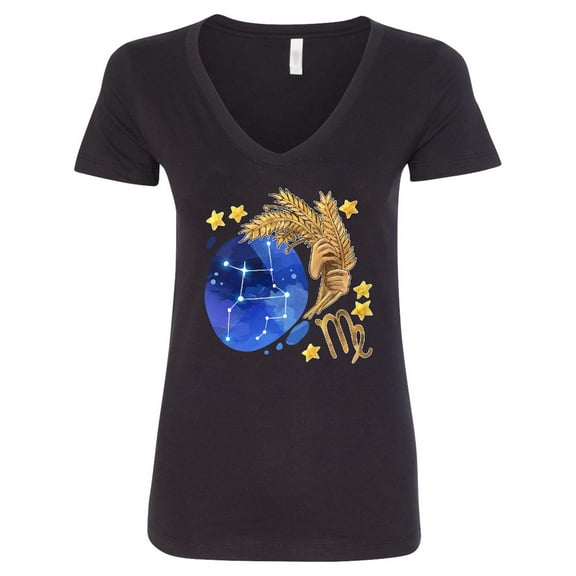Inktastic Virgo Constellation Zodiac Sign Illustration Women's V-Neck T-Shirt