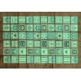 thumbnail image 1 of Ahgly Company Machine Washable Indoor Rectangle Abstract Turquoise Blue Modern Area Rugs, 3' x 5', 1 of 4