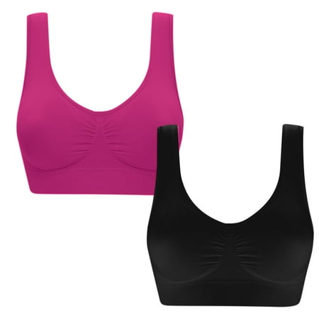 MLCDZ 2 Pack of Women s High Support Seamless Sports Bra Plus Size Wirefree Workout Yoga Bra Comfort Wireless Push Up Bra Everyday Wear T-Shirt Bra Pack of 2-Multicolor#13 M