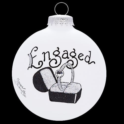 Engagement Ring in a Box Glass Christmas Ornament Made in the USA