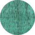 thumbnail image 1 of Ahgly Company Machine Washable Indoor Round Abstract Turquoise Blue Modern Area Rugs, 6' Round, 1 of 4