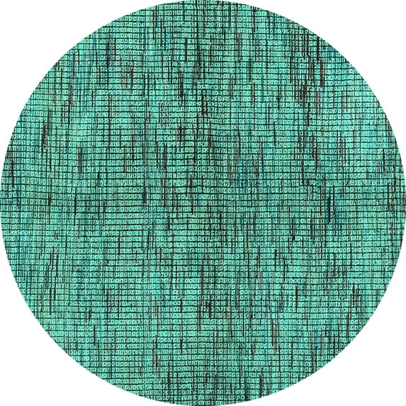 Ahgly Company Machine Washable Indoor Round Abstract Turquoise Blue Modern Area Rugs, 6' Round