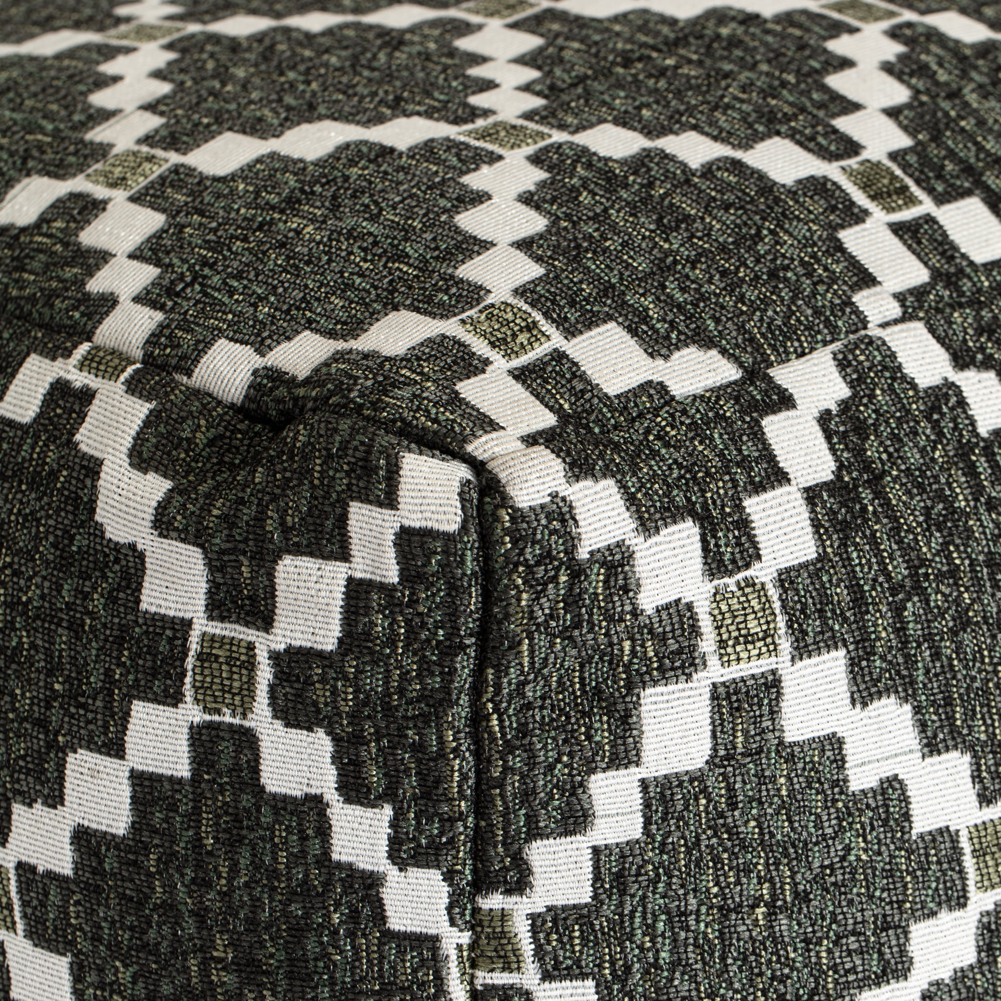 Deschutes Green 18" x 18" x 18" Green & Ivory Pouf