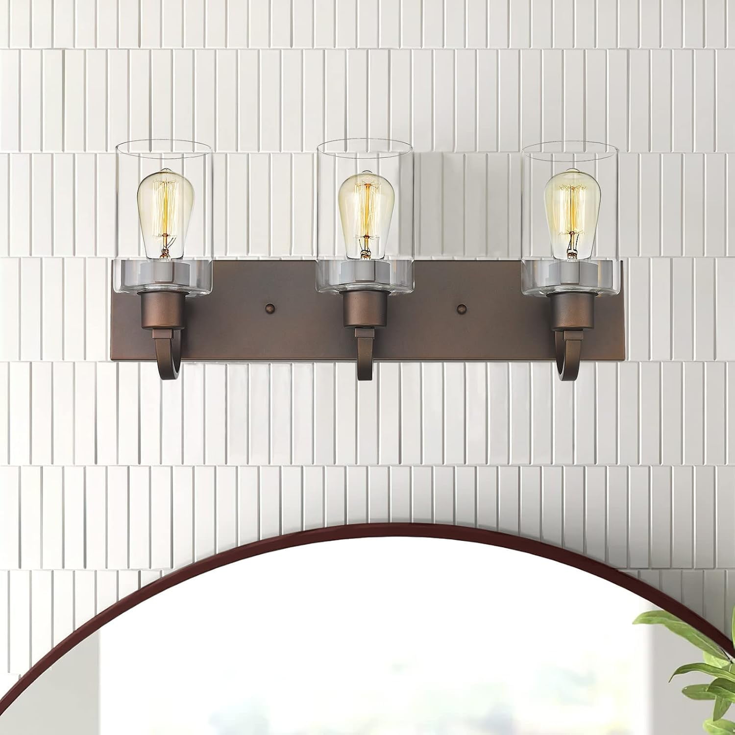 Emliviar 3-Light Bathroom Vanity Light Fixtures - Bath Wall Lamp in Oil Rubbed Bronze Finish with Clear Glass, YCE237B-3W ORB