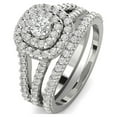 thumbnail image 2 of 1 1/10 Carat TW Cushion Halo Diamond Engagement Wedding Ring Bridal Set in 10k White Gold, 2 of 4