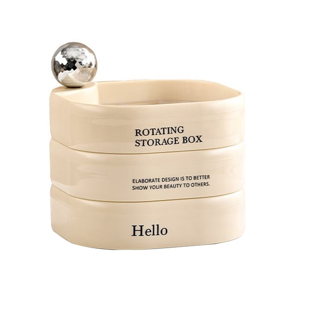 CSChome Jewelry Box Rotatable 3 Layers Jewelry Box Multi grids Suction Cup Square Design