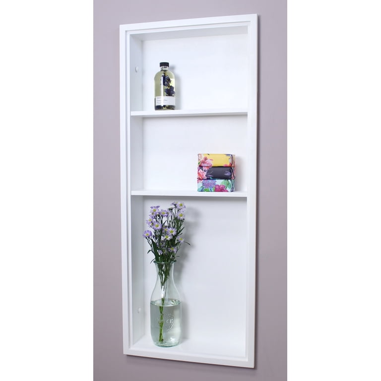 Fox Hollow Furnishings 14x24" Aiden Unfinished Wood Wall Niche - Recessed Shelf With 4 Cubbies For Bathroom Or Entryway
