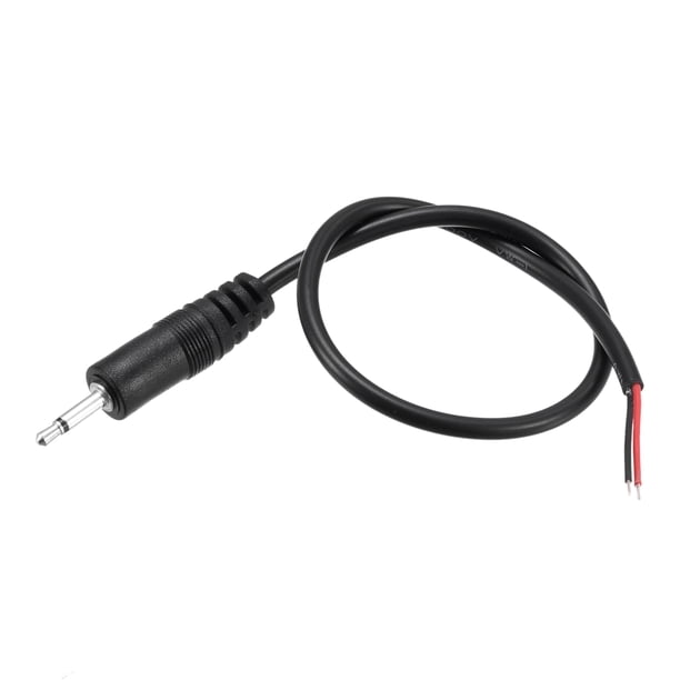 Cable de audio con conector macho de 2.5 mm a cable desnudo TS de 2 polos mono de 3/32" de longitud 0.25 m, paquete de 2