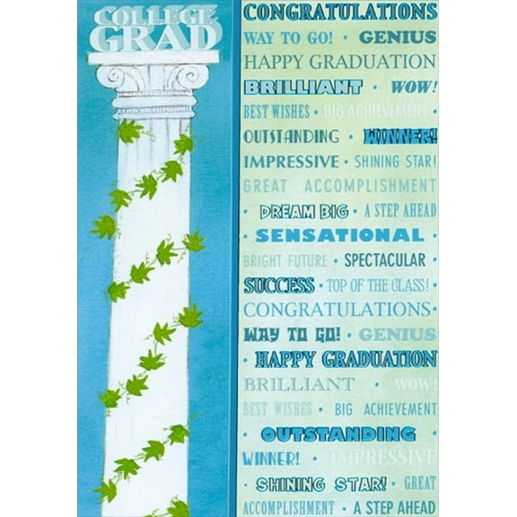 Designer Greetings White Column Decorated with Vines College Graduation Congratulations Card