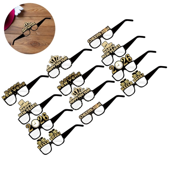 FOMIYES 24Pcs New Year Party Paper Glasses Multi Color Glitter Eyewear for Photo Booth