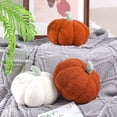 thumbnail image 3 of 2 Pcs Pumpkin Throw Pillow, 3D Pumpkin Shaped Pillow for Fall Decorative Halloween (White, Brown), 3 of 7