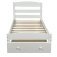 thumbnail image 3 of Twin Bed with Storage, Solid Wood Platform Bed Frame, Modern Twin Size Bed Frame with Headboard and Footboard, Bedroom Furniture Twin Platform Bed with Big Drawer, No Box Spring Needed, White, 3 of 8
