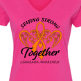 thumbnail image 4 of Inktastic Leukemia Awareness Staying Strong Together and Orange Ribbon Women's V-Neck T-Shirt, 4 of 5