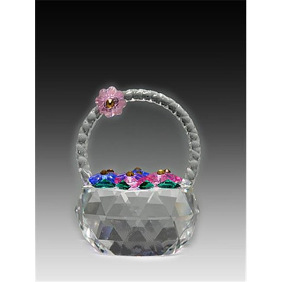 601-40 1.57 L x 2.08 H in. Crystal Basket Of Flowers Garden Figurines