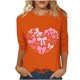 thumbnail image 3 of RKSTN Valentines Gift 3/4 Length Sleeve Womens Tops Oversized Crewneck Valentine Day Loves Heart Graphic Print Short Sleeve T Shirt Womens Casual Plus Size Round Neck Three Quarter Sleeve Tee Shirt, 3 of 6