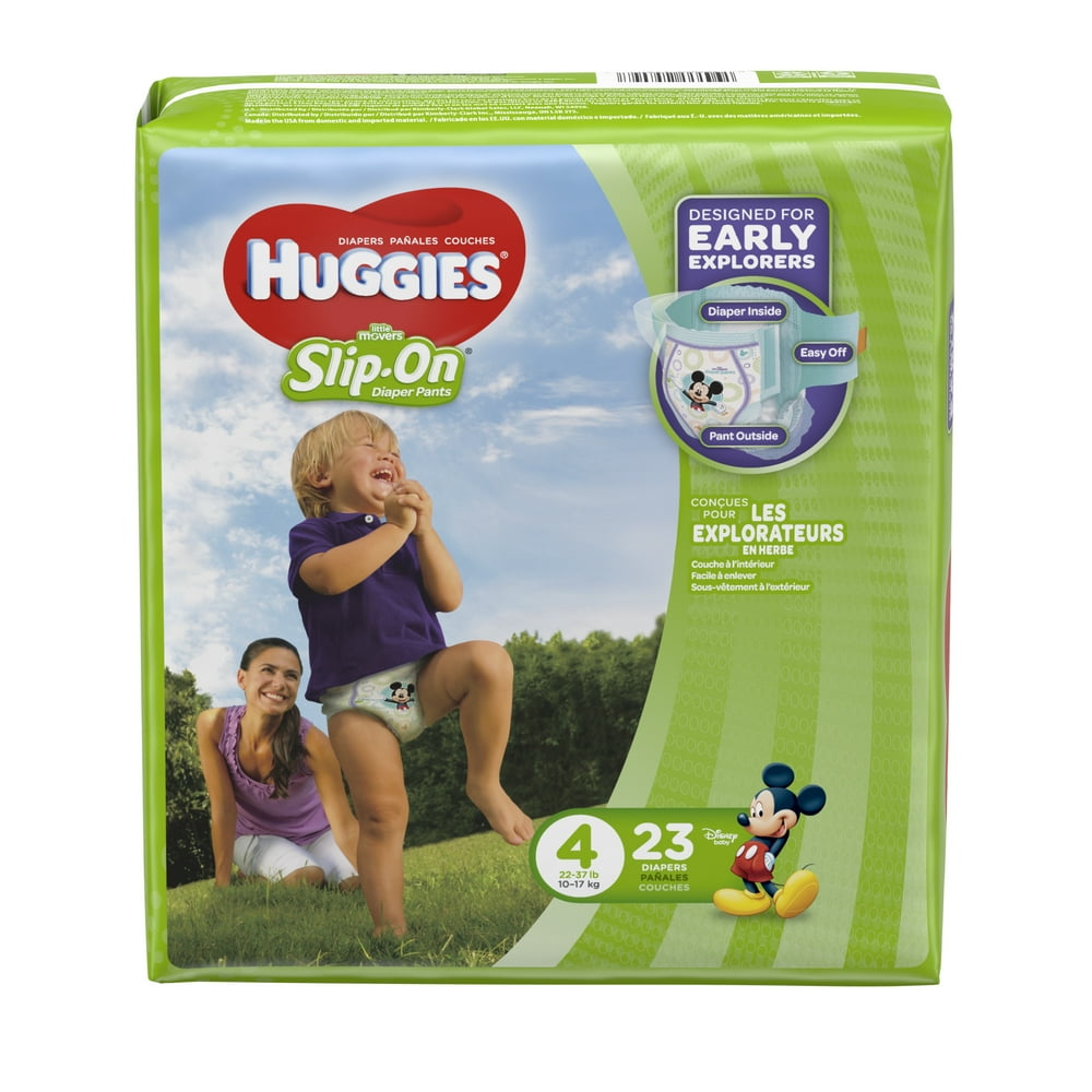 HUGGIES Little Movers Slip On Diaper Pants, Size 4
