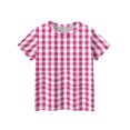 thumbnail image 5 of CCRFTGI Shirts for Girls Size 10-12 Cute Plaid Shirt Summer Tops Short Sleeve Girls Clothes Casual Crewneck Tees Hot Pink 5-6 Years, 5 of 6