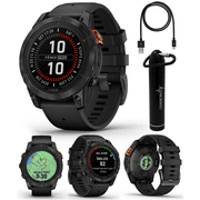 Garmin fenix 7 Pro Solar Multisport GPS 47 mm Smartwatch, Built-in Flashlight, Black with Wearable4U Power Bank Bundle