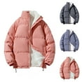 thumbnail image 6 of Tiqkatyck Puffer Jacket Womens Clearance, Women's Quilted Jacket Stand Collar Thickened Padded Jacket with Zip Long Sleeve Coat Casual Down Jacket, Womens Winter Tops, Winter Coats for Women Pink M, 6 of 9