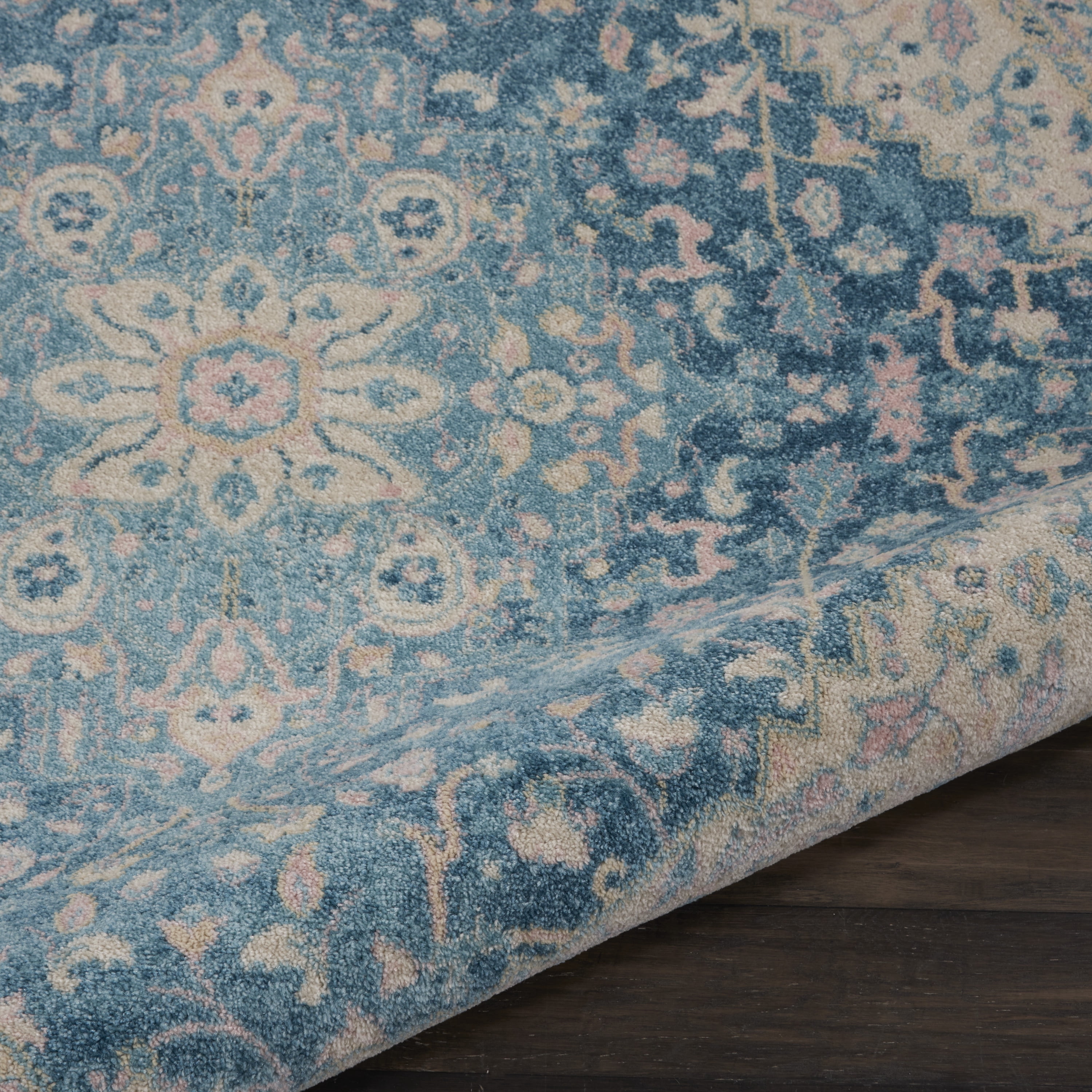 Serene Persian Medallion Ivory/Turquoise 5'3" x ROUND Area Rug, (5' Round)