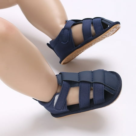

Entyinea Summer Children Toddler Shoes Boys And Girls Sandals Flat Bottom Hollow Upper Breathable Shows for Toddler Boys Blue 4