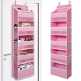 thumbnail image 1 of Organizador para colocar sobre la puerta TYMENSH con 5 bolsillos grandes, color rosa, 1 of 6