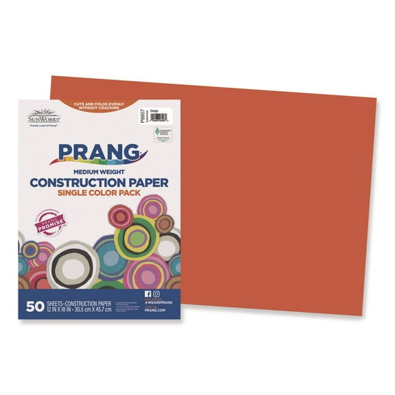 SunWorks, PAC6607, Construction Paper, 50 / Pack, Orange