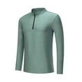 thumbnail image 3 of Handshe Men's Solid Color Sport Dry-Fit Half-Zip Long Sleeve Shirt with Stand Collar, Quick-Dry Athletic Top for Men, Workout Hiking Running Performance Apparel, 3 of 6