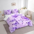 thumbnail image 3 of Manfei Cute Butterflies 7pcs Bedding Comforter Set,Flying Animal Queen Bedding Sets,Purple Flowers Queen Sheet Sets For Girls Kids,Super Cozy Room Decor, 3 of 8