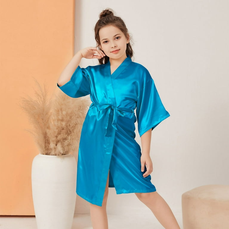 WUANDIXFA Flower Girl Robe for Little Girls Kids Girls Satin Robe