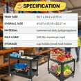 thumbnail image 2 of 45"X25" Service Cart 2-Shelf, Storage Handle, 500 lbs Capacity, for Warehouse/Garage/Cleaning/Manufacturing, 2 of 8