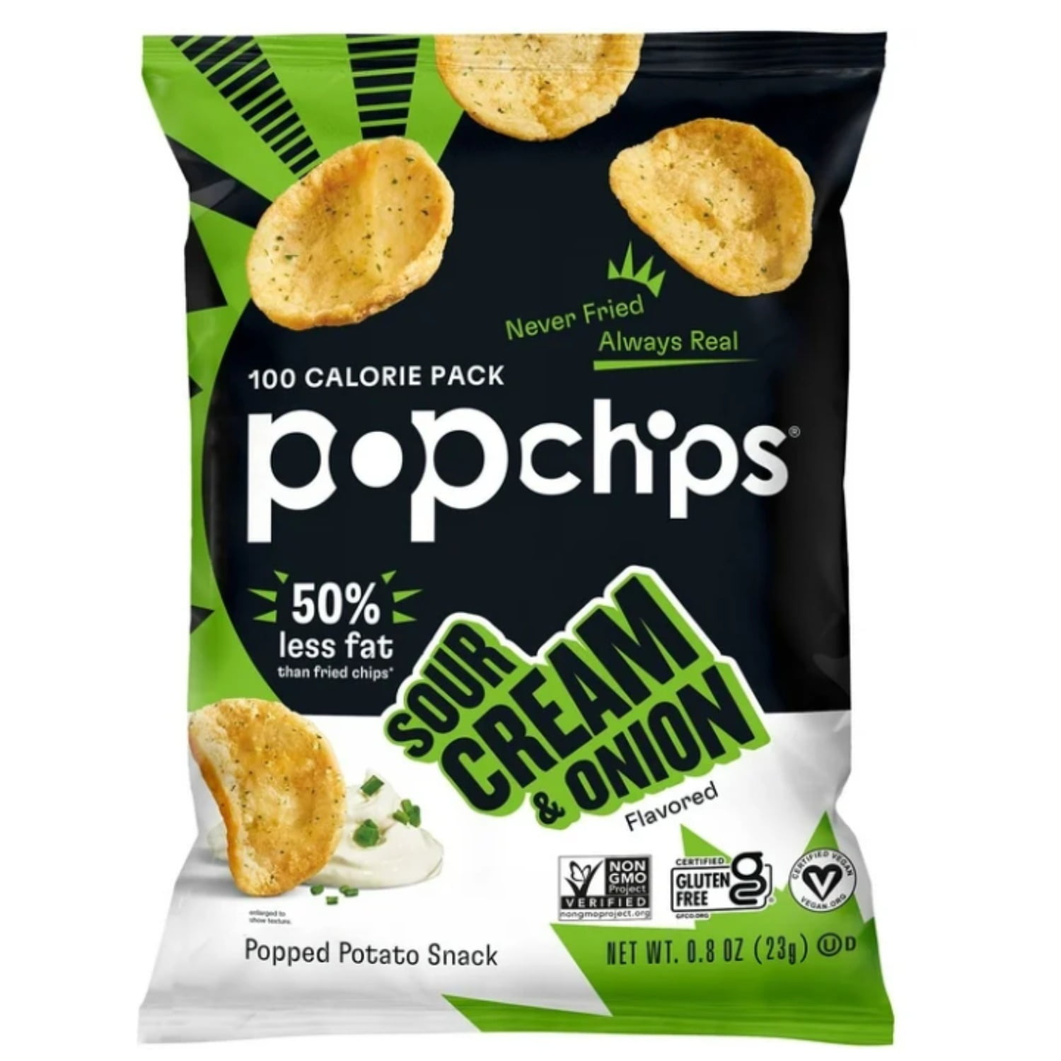 Popchips Variety Pack Chips, 0.8 oz Each, 30 Pk (12 BBQ, 8 Sea Salt, 6 Sour Cream & Onion, 4 Sea Salt & Vinegar) - 1.5 lbs