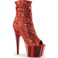 thumbnail image 2 of *7" Heel, 2 3/4" PF Peep Toe Sequins Ankle Boot, Side Zip - Red Sequins/Red Chrome, 8, 2 of 2