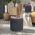 thumbnail image 2 of Posh Living Brayton Cotton Yarn 3-in-1 Pouf/Ottoman/End Table Dark Grey, 2 of 9