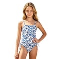 thumbnail image 5 of JAJAHO Girls One Piece Swimsuit Floral Print Side Drawstring Spaghetti Strap Full Coverage Ruched Bathing Suit For Kids Teens 7-18Y, 5 of 5