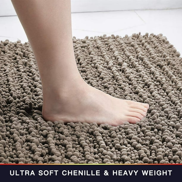 Hhhc Bathroom Rug Non Slip Bath Mat (44x24 Inch Taupe) Water Absorbent Super Soft Shaggy Chenille Machine Washable Dry Extra Thick Perfect Absorbant B