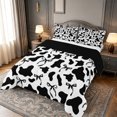thumbnail image 2 of meiyoeat Black Cow Print Full Size Comforter Sets,Princess Ribbon Bows Bedding Comforter Set,Black Reversible,3-Piece,1 Comforter and 2 Pillowcases, 2 of 7