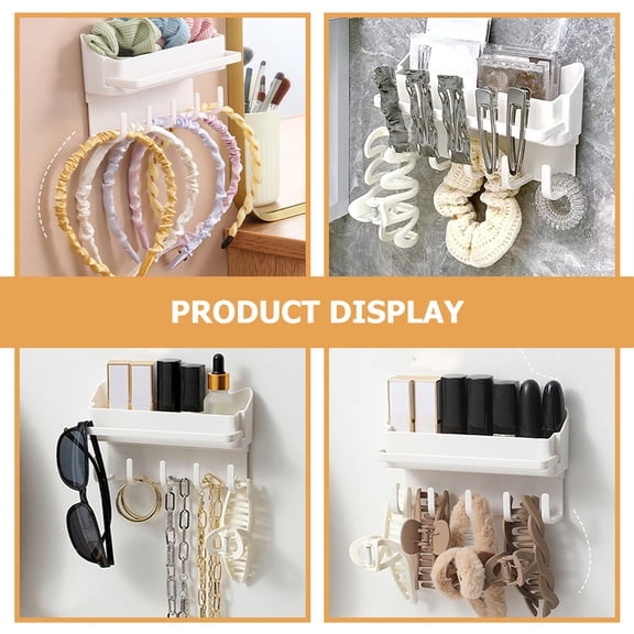 BESTYASH White Wall-Mounted Headband Holder and Hair Bow Organizer for Elegant Hair Accessories Storage Rack