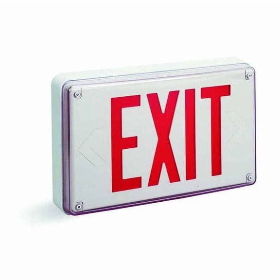 Exit Sign, White, 1 Face(s), LED, Back Mount, Not Battery Powered
