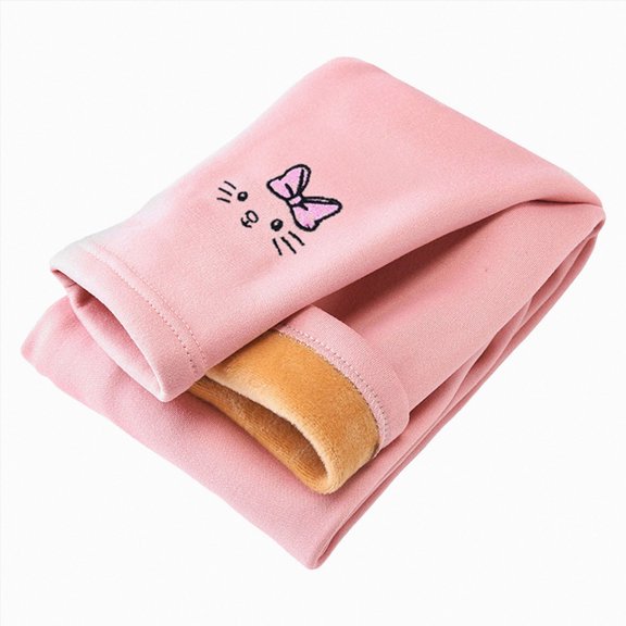 NIEWTR Girls Autumn And Winter Thickened Velvet Leggings Baby Embroidered Warm Trousers